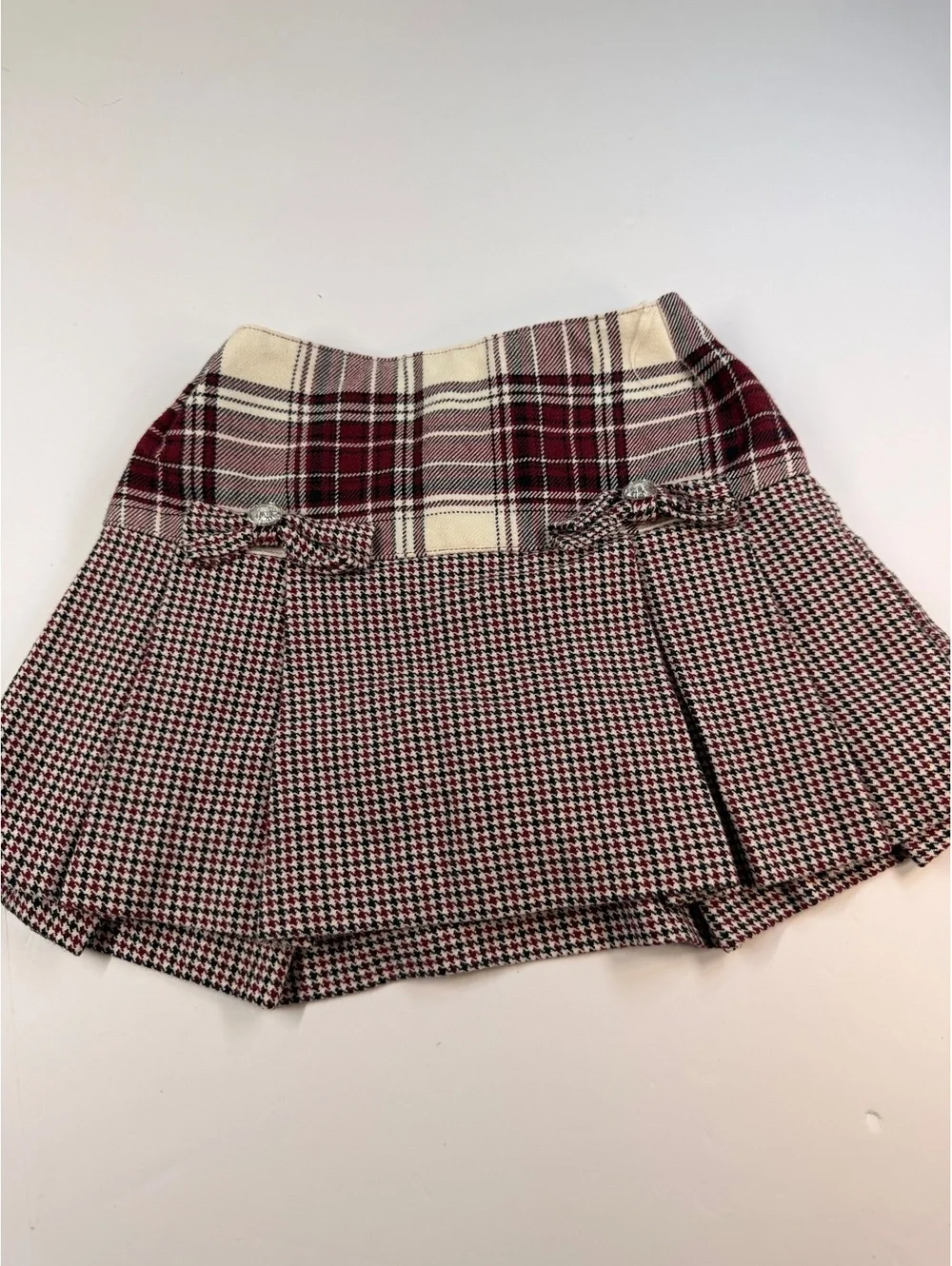 Gymboree Girls Size 3 Red Plaid Houndstooth Pleated Skort Family Portrait 2006